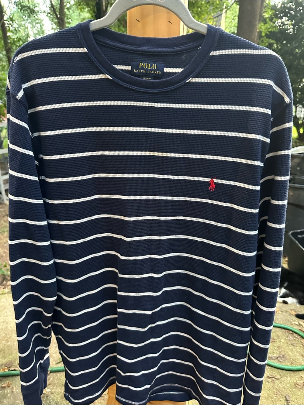 Polo by Ralph Lauren Navy & White Striped Long-Sleeve Tee with Red Pony